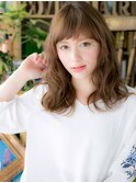 斜めバングハイライト小顔フレンチカーリーc5大宮20代30代40代