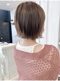 福山市美容室Caary切りっぱなしボブ夏ヘア透明感グレージュ
