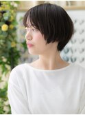 ★小顔補正カット黒髪アッシュひし形丸みショート20代30代★1