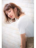 オン眉ショートバングシャドールーツカラー透け感外人風カラー