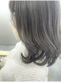 大人可愛いサイドバングレイヤー/パープルグレージュ30代40代