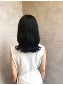 ディープブルー×裾カラー