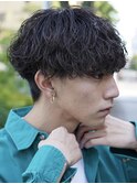 再現性高い波巻きスパイラルパーマ×刈り上げマッシュ