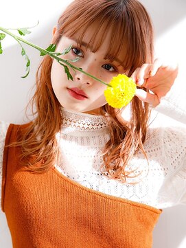 ヘアリゾート粋 新宿三丁目本店 【Miyuki】ゆるふわミディアム×オレンジベージュ