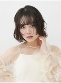 ワンカールボブルフ小顔くすみベージュレイヤー韓国前髪黒髪