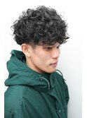 メンズカット韓国マッシュスペインカールブルーブラック0401
