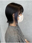 インナーカラー、ネイビーカラー、ボブ（堀）