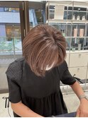 髪質改善ストレート丸みショート白髪ぼかしピンクベージュ