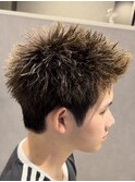 熊本 スパイキーショート パーマ 短髪 アップバング MEN'S HAIR