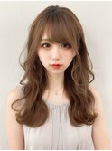 小顔流し前髪顔まわりカットふんわりベージュレイヤーカット