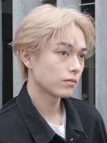 サンクマーケット 渋谷(cinq MARKET) 渋谷メンズブリーチカラーホワイトブロンドカラーセンターパート