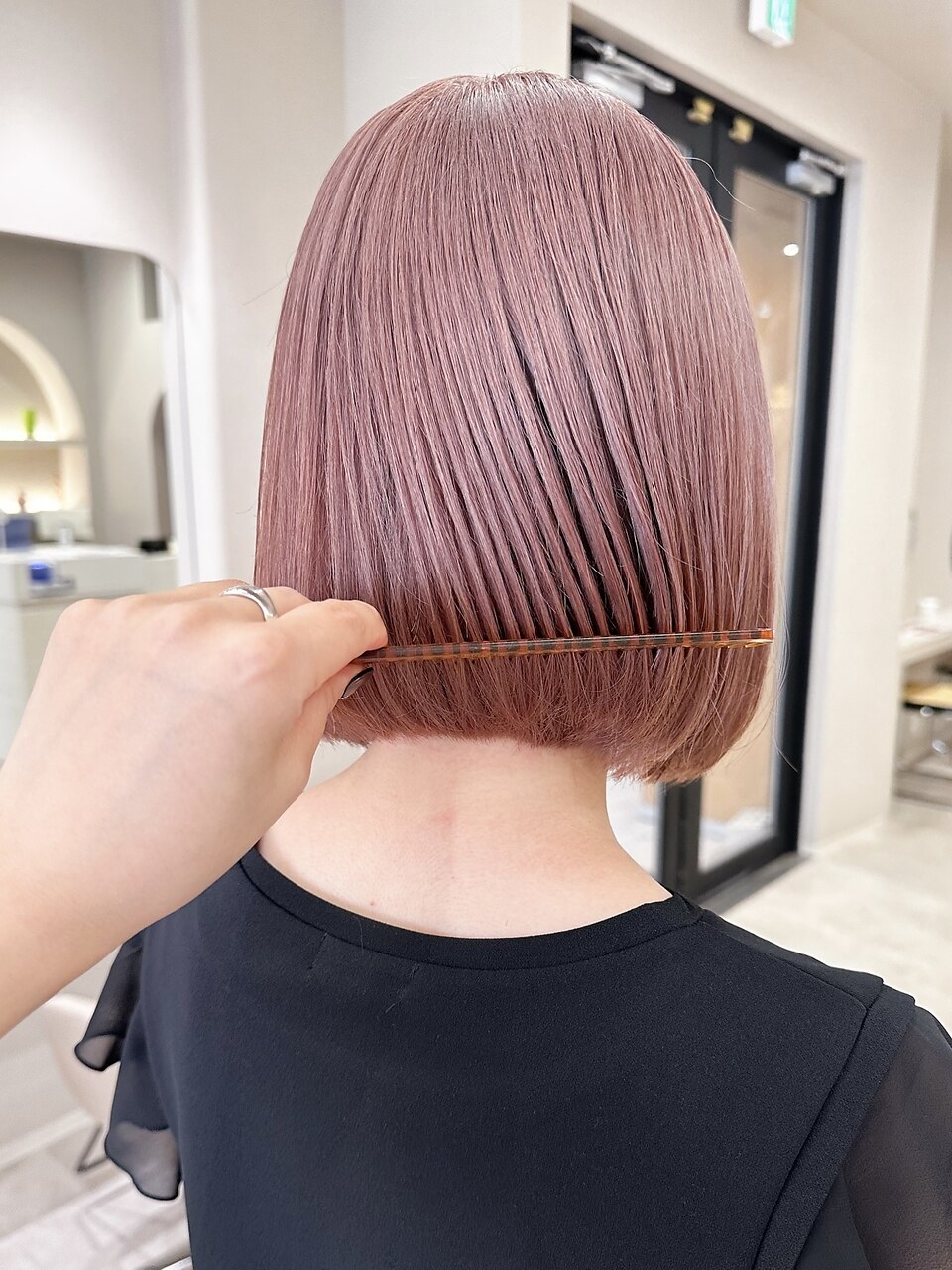 ピンクベージュ/ブリーチ/表参道/ボブ