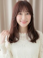 カバーヘア ブリス 川口(COVER HAIR bliss)&nbsp;チェリーレッドピンクベージュ抜け感ニュアンスパーマ20代30代W
