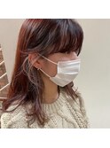 赤 + グレージュ インナーカラー 福岡 天神 今泉 薬院