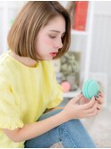 【macaron】ハイトーンカラー×ワンレンセンター分けボブb