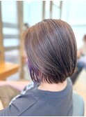 大人ノーブル黒髪暗髪インナーカラーナチュラルショートボブ