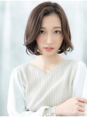 ことりベージュ大人フェミニンかきあげボブd古河20代30代40代