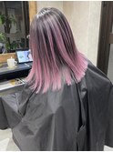 ピンクバレイヤージュ、ハイライト、ショコラアッシュグレージュ