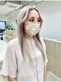 ホワイトベージュ×ビビットピンク/フェイスフレーミング