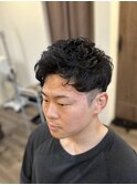 【ビジネスマンショートヘア】ラフパーマナチュラルアップバング
