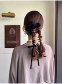 結婚式お呼ばれ二次ヘアアレンジヘアセット