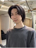 =メンズボブ/ダークアッシュ/ニュアンスパーマ／ボブウルフ