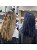 ガルボヘアー 桟橋店(garbo hair)&nbsp;ブルーブラックオイルカラーハイトーン高知美容院