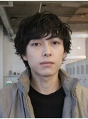 原宿シャドウパーマ緩めメンズマッシュウルフカットツーブロック