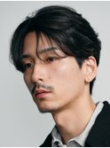 メンズセンターパート七三分けパートニュアンスパーマ刈り上げ