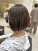 ボブ×ベージュブラウン