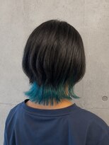 エイム ヘア リアム 調布店(eim hair liam) 裾カラー/ターコイズブルー/ウルフカット/ショートウルフ