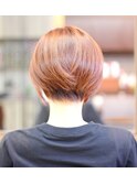 ハイライト×ニュアンスオレンジショートボブ