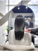 【極艶】/髪質改善/グレージュカラー/フェミニンロング/縮毛矯正