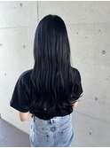 黒髪暗髪☆大人可愛いなみなみウェーブロングブルーブラック