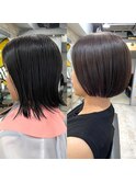 20代30代40代/ケアカラー/切りっぱなし/ぱつっとボブ/レイヤー