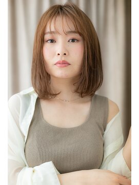カバーヘア イヴ 戸頭店(COVER HAIR EVE) シースルーバング透明感カラーオレンジベージュY戸頭20代30代