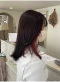 ホワイトグレージュミニウルフデジタルパーマチェリーブラウン