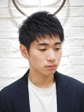 ヨシザワインク プレミアム 横浜 桜木町店(YOSHIZAWA Inc. PREMIUM) 黒髪爽やかメンズビジネススパイキーショート/バーバースタイル