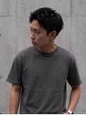 韓国マッシュ スペインカール スパイキーショートブルーブラック