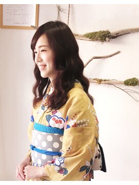 ヘアセットサロンエッジ(Edge) アンティーク着物に波ウエーブ