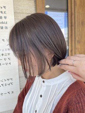 フゥカ 類家店(fuka) 【ブリーチなしWカラー☆】mini bob × ミルクティーグレージュ