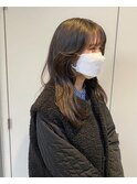 髪質改善トリートメント_マロンベージュ Aラインボブ かきあげ