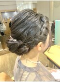 編み込みサイドアップ♪