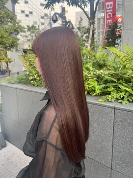 ワン バイ ジエクト(One by The Ect) ブリーチなしダブルカラーレッドピンクブラウンミディアム抜け感