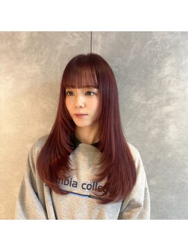 ガルボヘアー 名古屋栄店(garbo hair) ハイトーン10代20代レイヤーカットワインレッド