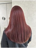 韓国ヘア髪質改善ブリーチなしダブルカラーワインレッド