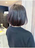福山人気20代30代40代ダークチェリーカラー内巻きボブ簡単ケア