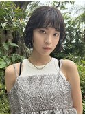 大人可愛いボブレイヤーパーマ前髪あり癖毛ヘア20代30代40代