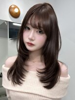 プリアバイポプルス 渋谷(pria by popls)&nbsp;ミディアムレイヤーハッシュカット顔周りレイヤーカット韓国ヘア