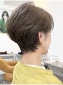 ひし形ショート　40代50代60代　柔らかグレージュ　白髪ぼかし　